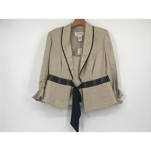 J.R. NITES by CAROL LIN 2pc. Top jacket Tank Blazer women's size 10 beige new - Picture 2 of 6